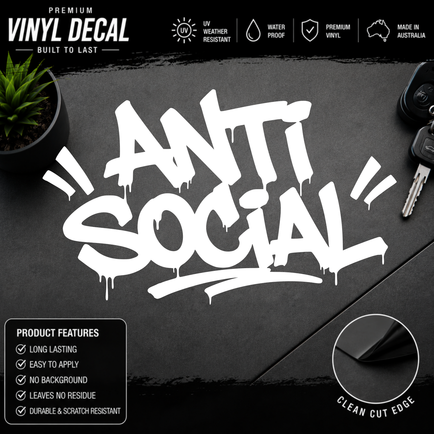 Anti Social Graffiti Drip Sticker Decal