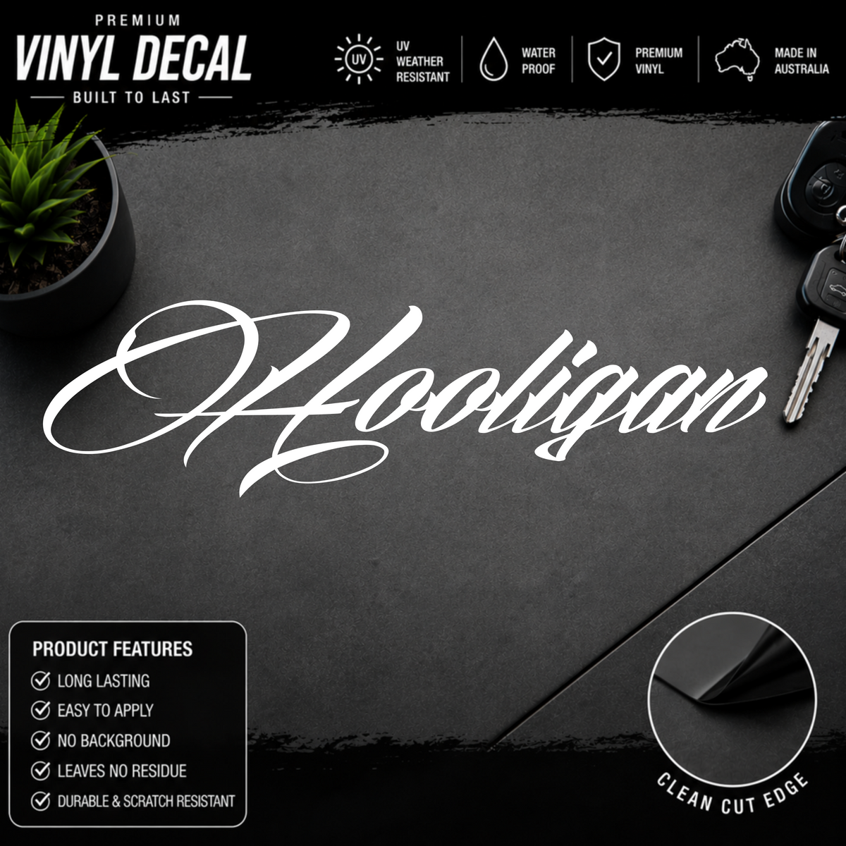 Hooligan Script Window Banner Sticker Decal