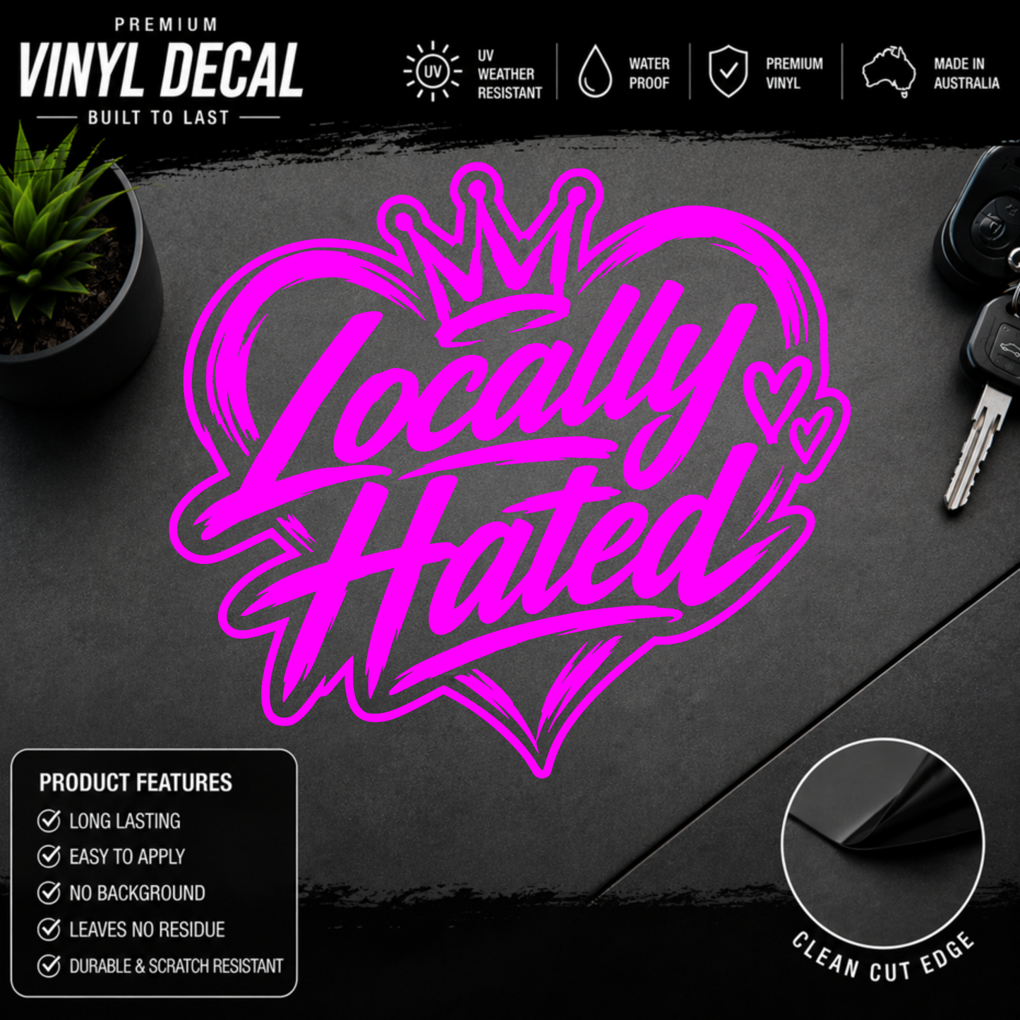 Locally Hated® Heart Script Sticker Decal