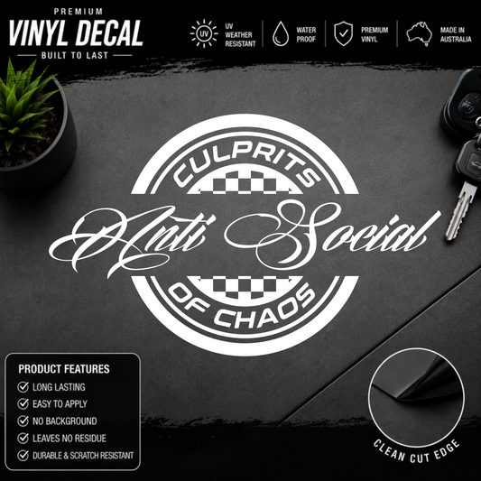 Anti Social Culprits Of Chaos Sticker Decal