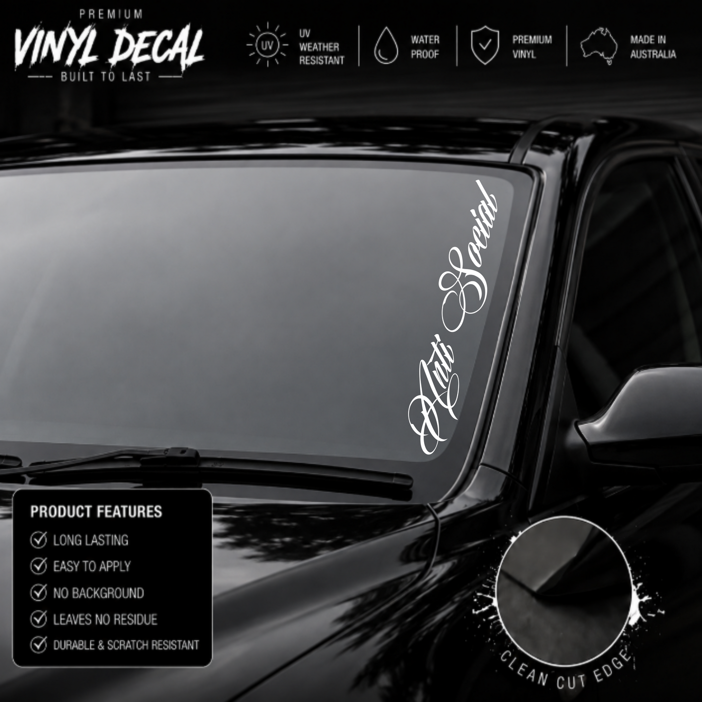 Anti Social Script Window Banner Sticker Decal
