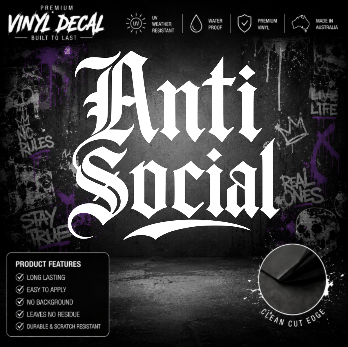 Anti Social Tattoo Sticker Decal