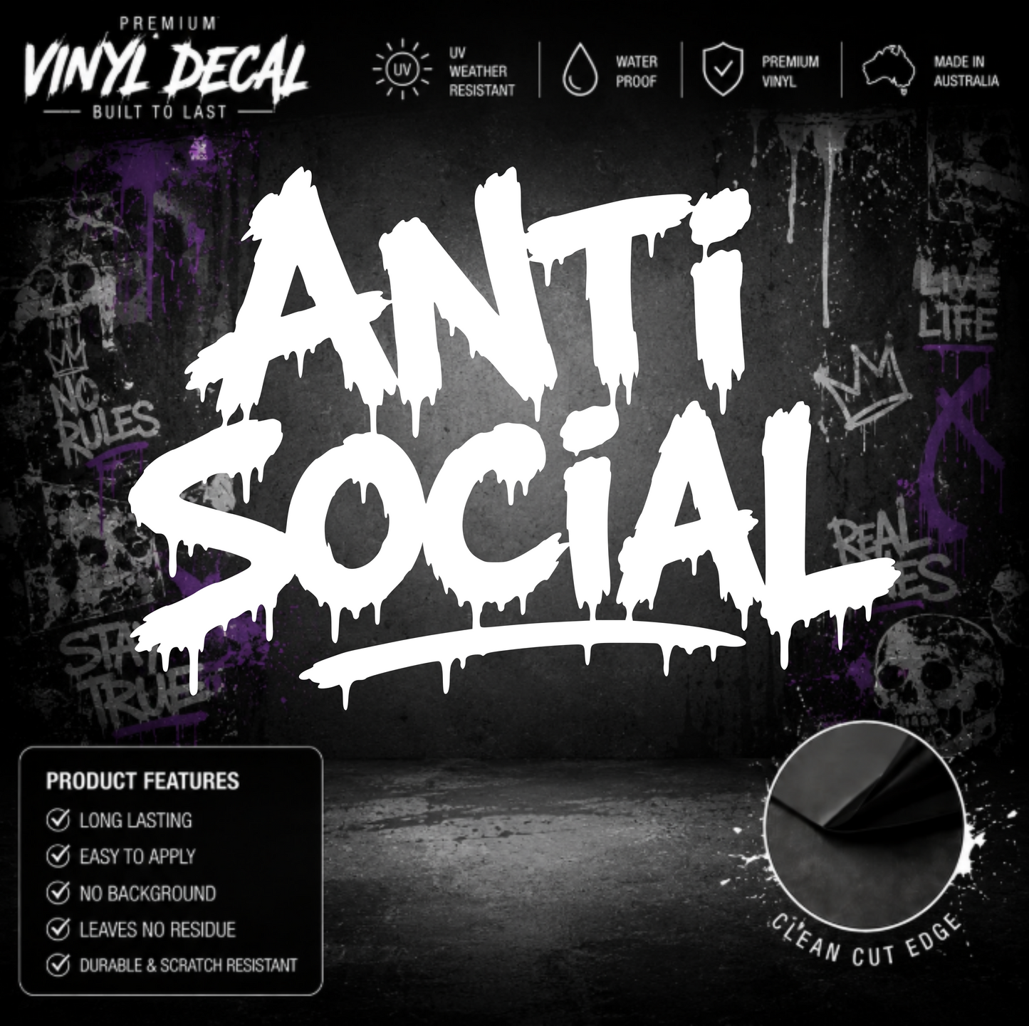 Anti Social Graffiti Drip Sticker Decal
