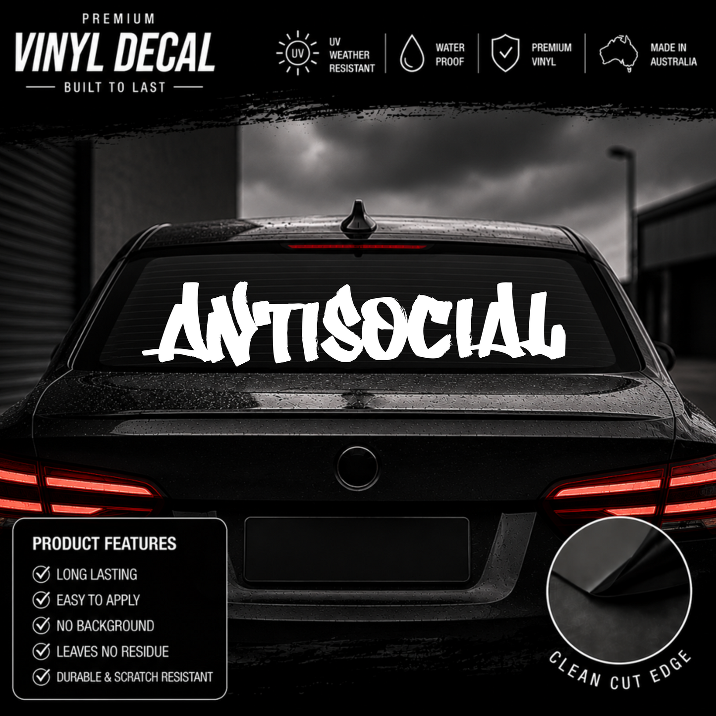 Antisocial Graffiti Window Banner Sticker Decal