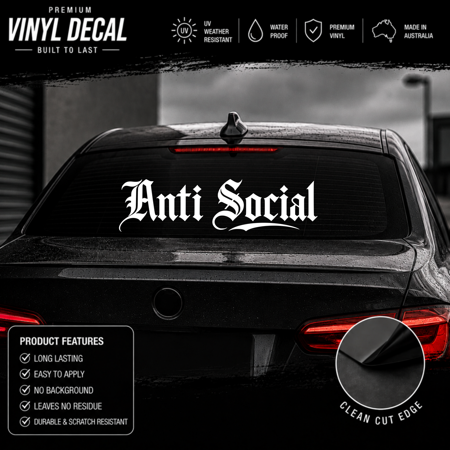 Anti Social Tattoo Window Banner Sticker Decal