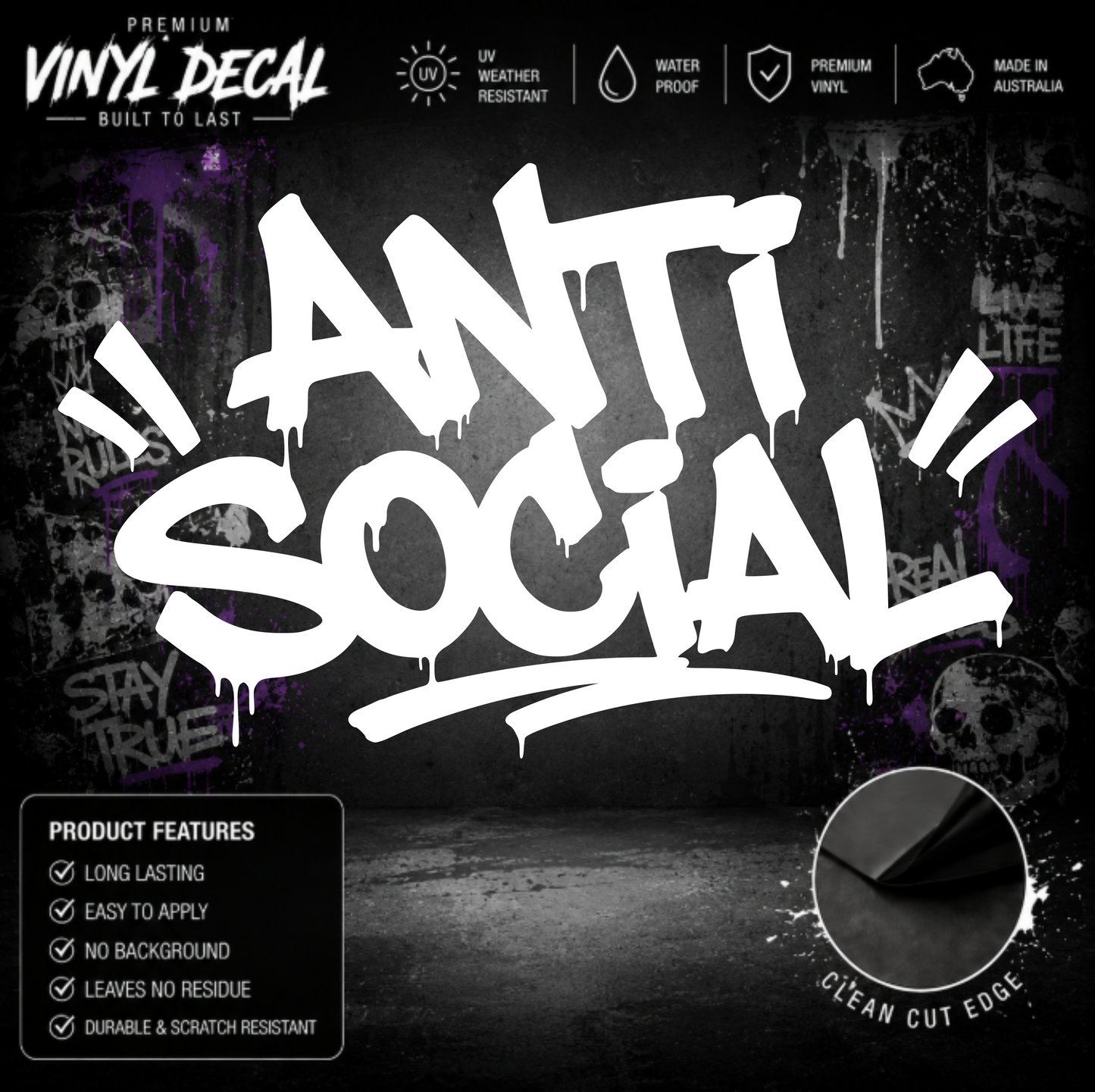 Anti Social Graffiti Drip Sticker Decal
