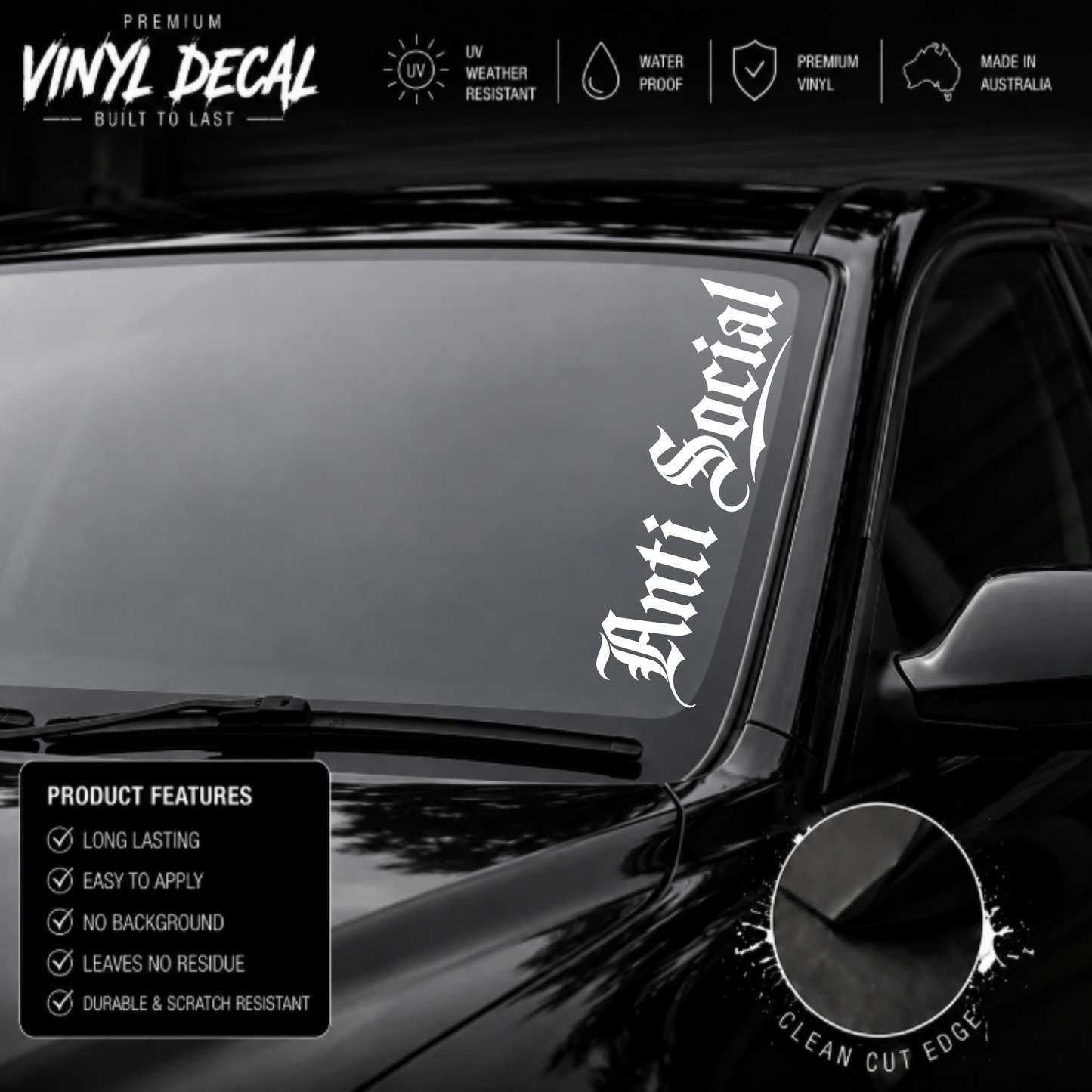 Anti Social Tattoo Window Banner Sticker Decal