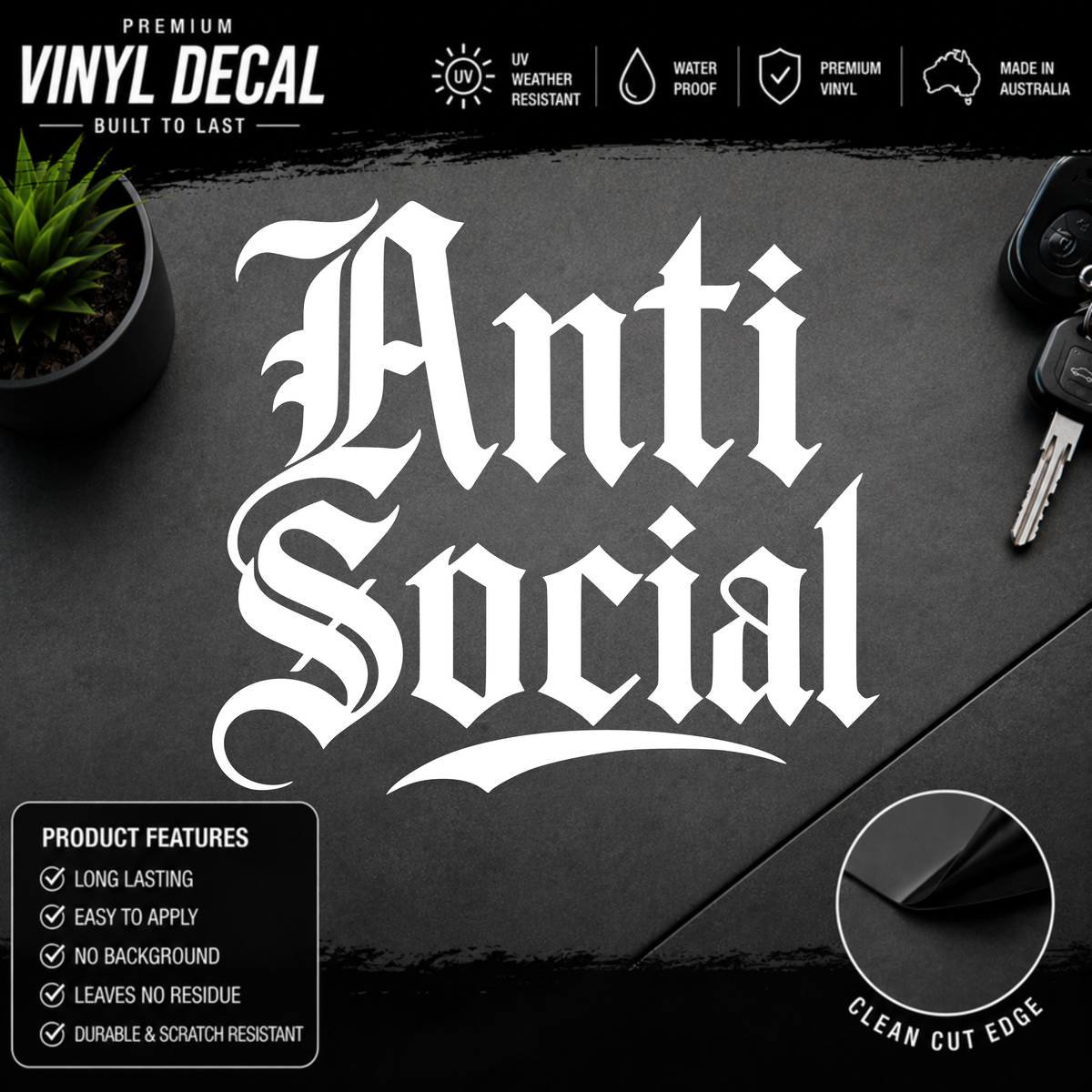 Anti Social Tattoo Sticker Decal