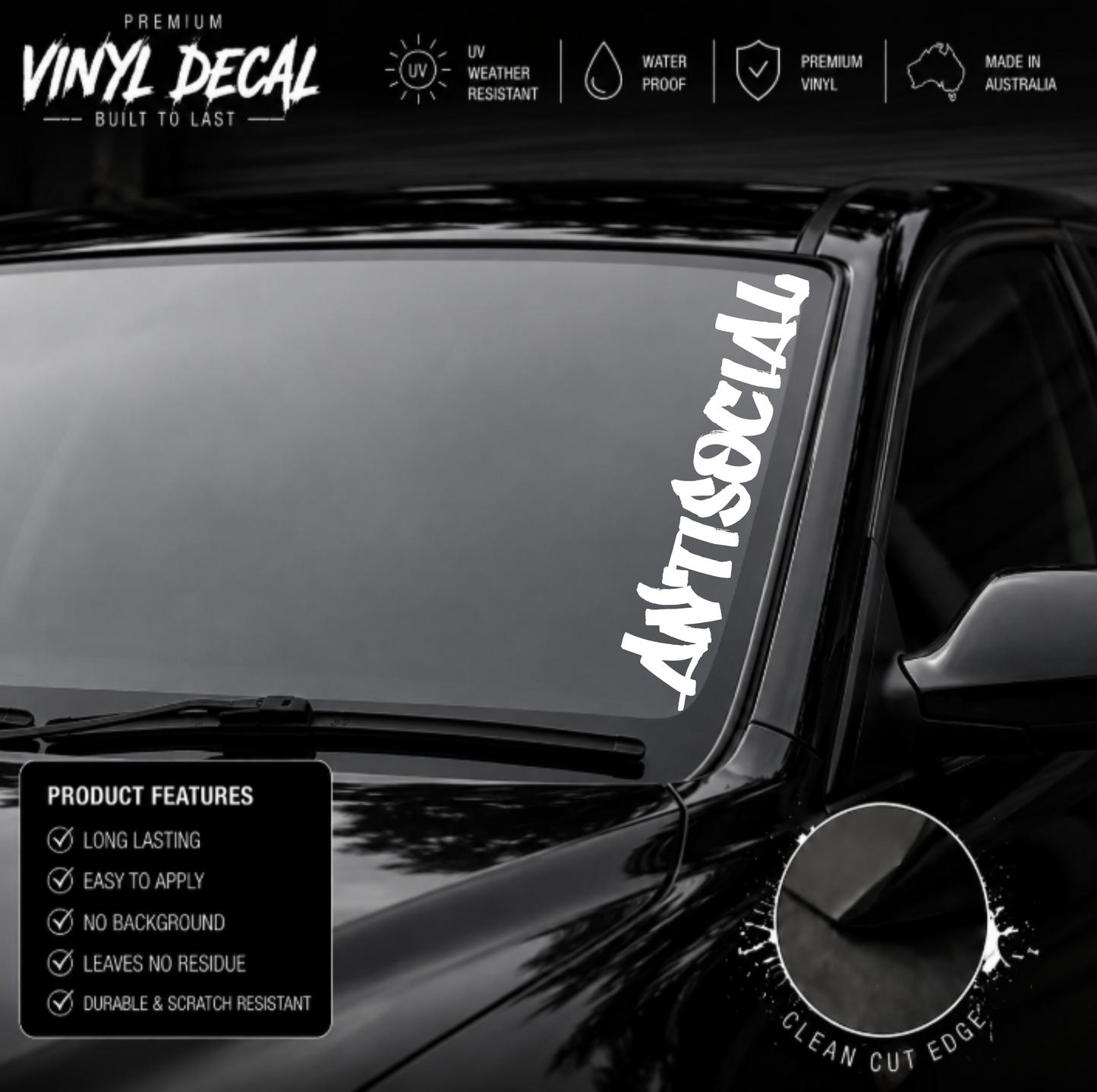 Antisocial Graffiti Window Banner Sticker Decal