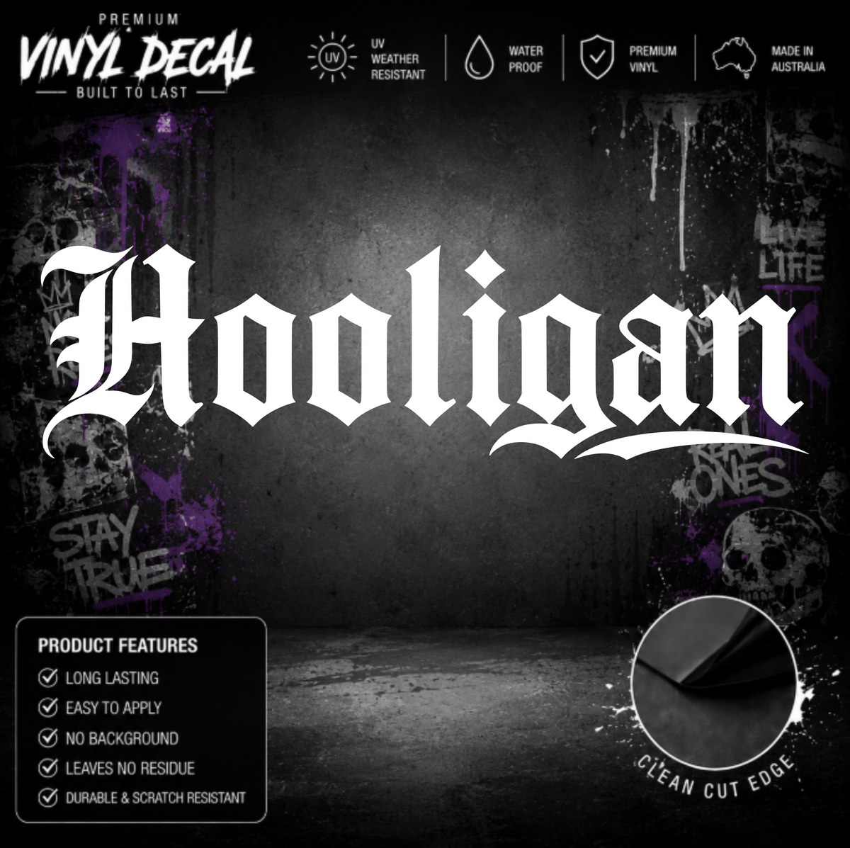 Hooligan Tattoo Window Banner Sticker Decal