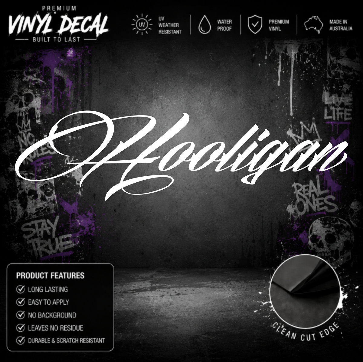 Hooligan Script Window Banner Sticker Decal
