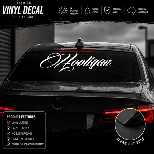 Hooligan Script Window Banner Sticker Decal