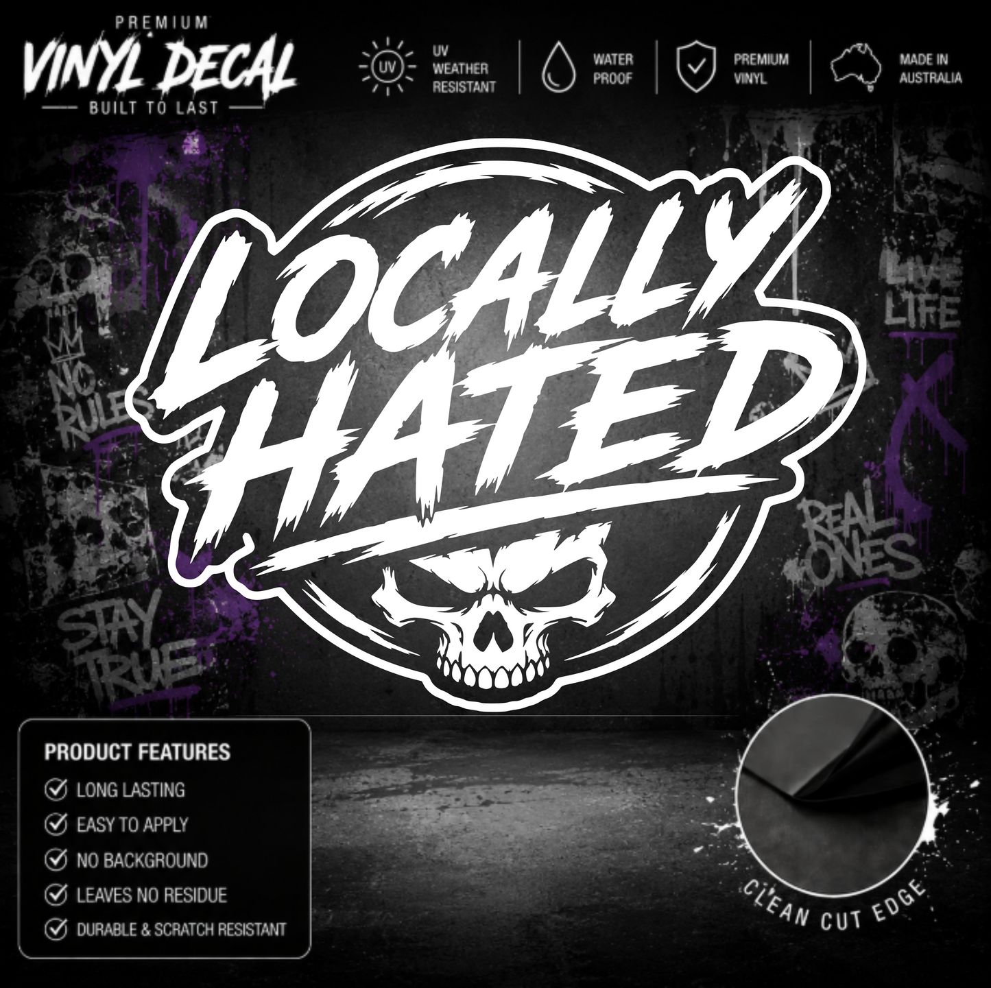 Locally Hated® Skull Sticker Decal