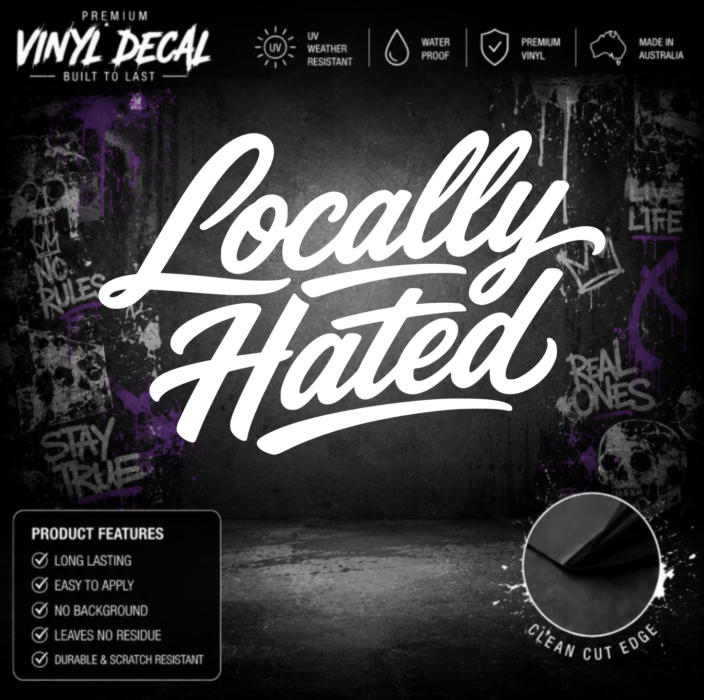 Locally Hated® Script Sticker Decal