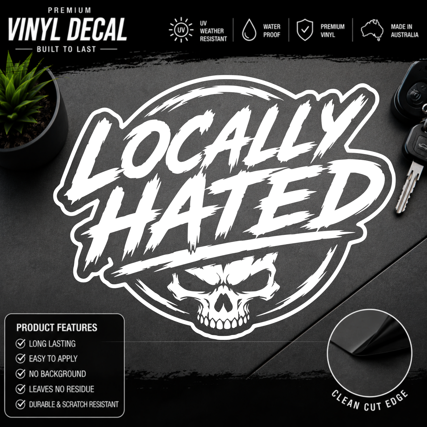 Locally Hated® Skull Sticker Decal