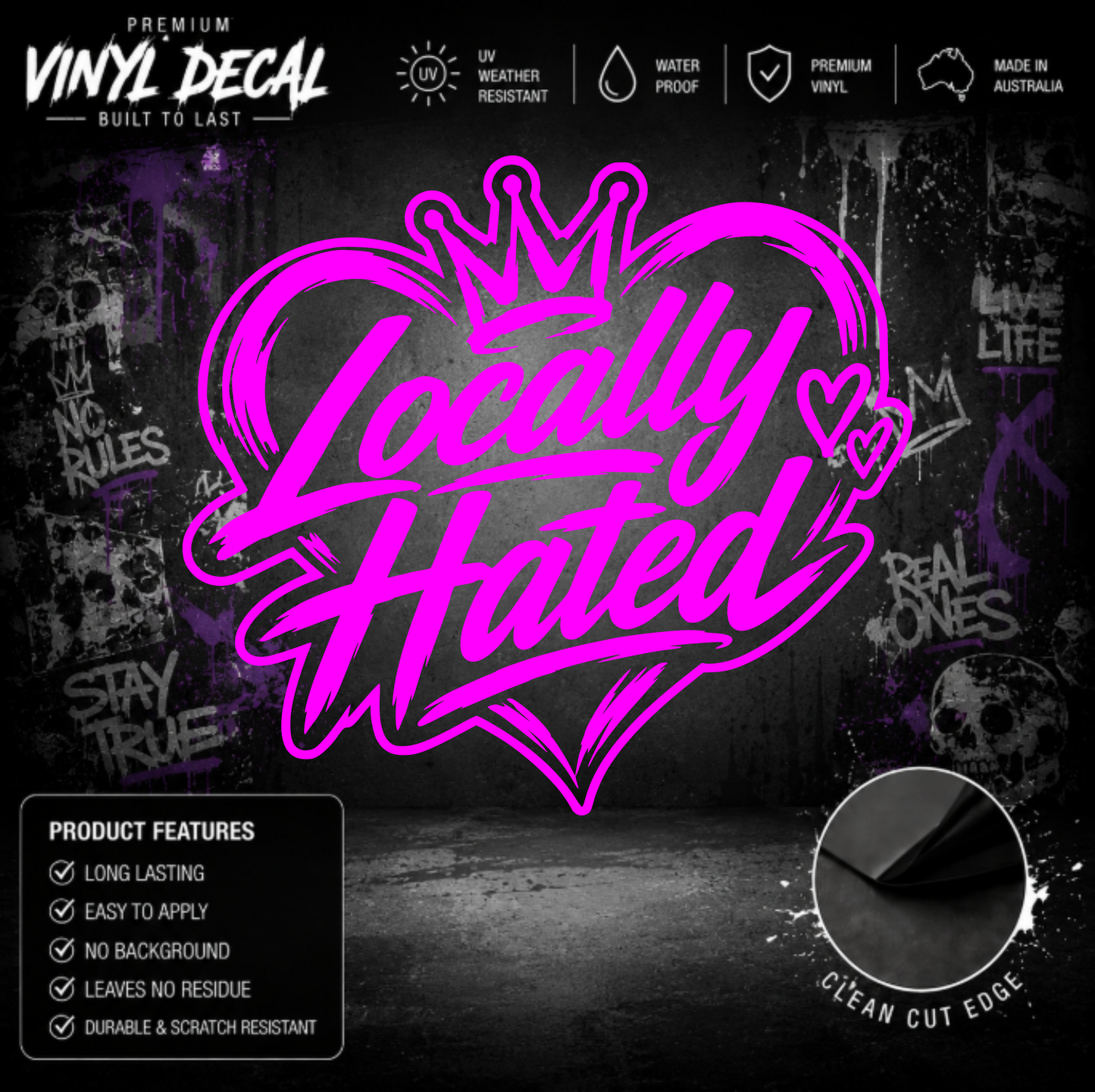Locally Hated® Heart Script Sticker Decal