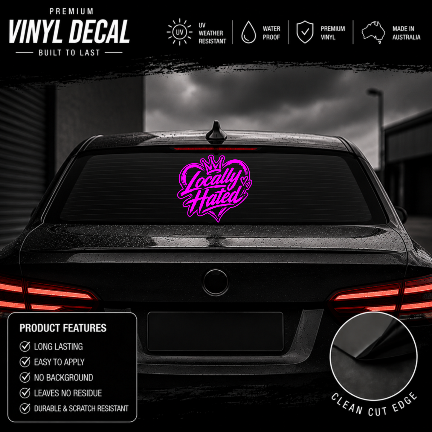 Locally Hated® Heart Script Sticker Decal